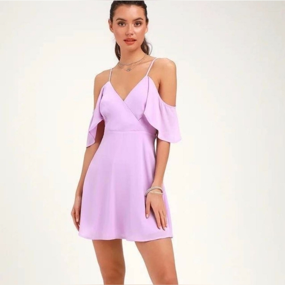 Purple Candlelight Bistro Off-the-Shoulder Skater Dress